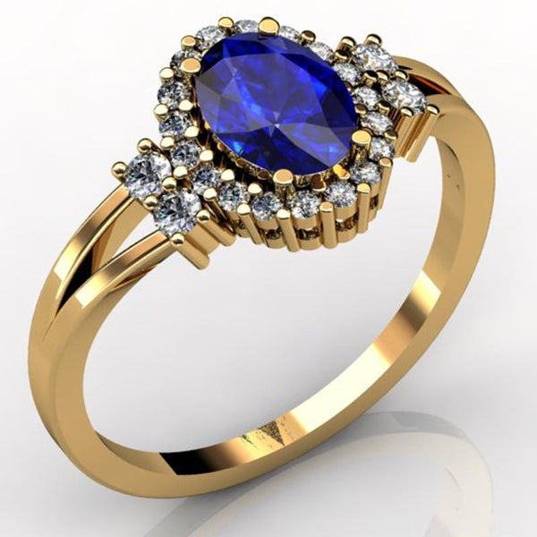 1ct Oval Tanzanite Ring With 0.32ctw Diamonds in 14k Gold