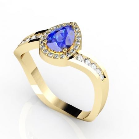 0.55ct Pear Tanzanite Ring With 0.24ctw Diamonds in 14k Gold