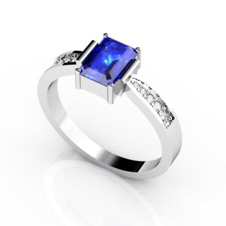 0.78ct Emerald Cut Tanzanite Ring With 0.11ctw Diamonds in 14k Gold & 18k Gold