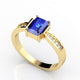 0.78ct Emerald Cut Tanzanite Ring With 0.11ctw Diamonds in 14k Gold & 18k Gold