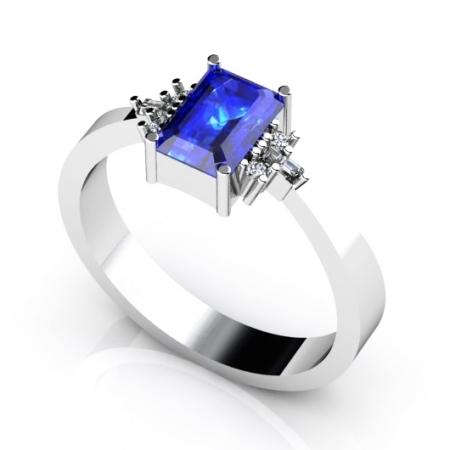 0.78ct Emerald Cut Tanzanite Ring With 0.12ctw Diamonds in 14k Gold & 18k Gold