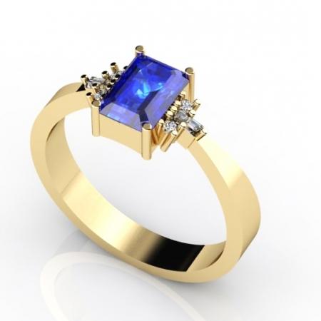 0.78ct Emerald Cut Tanzanite Ring With 0.12ctw Diamonds in 14k Gold & 18k Gold