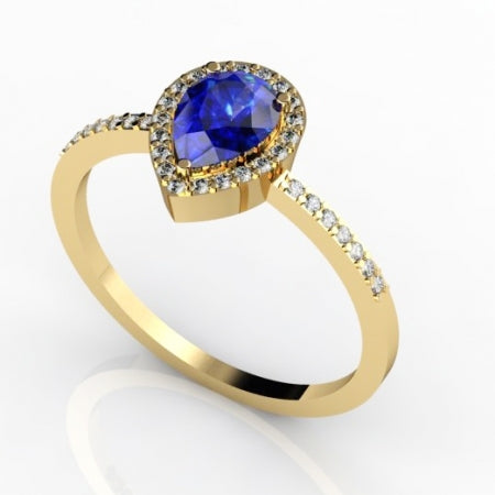 0.55ct Pear Tanzanite Ring With 0.16ctw Diamonds in 14k Yellow Gold