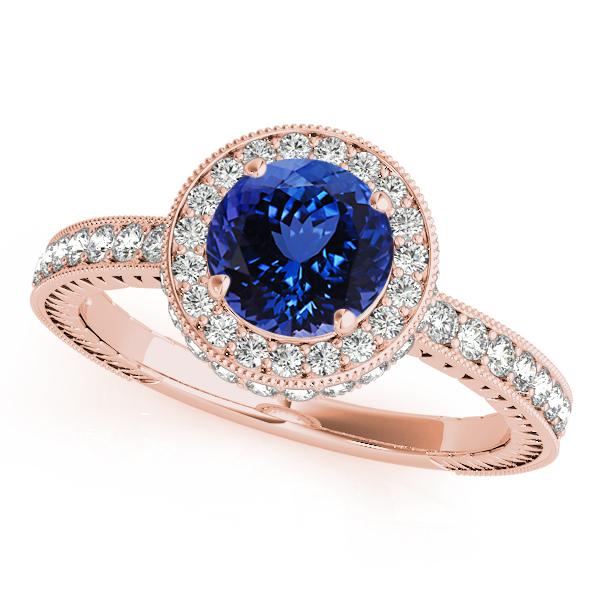 0.78ct Round Tanzanite Ring With 0.738ctw Diamonds in Gold