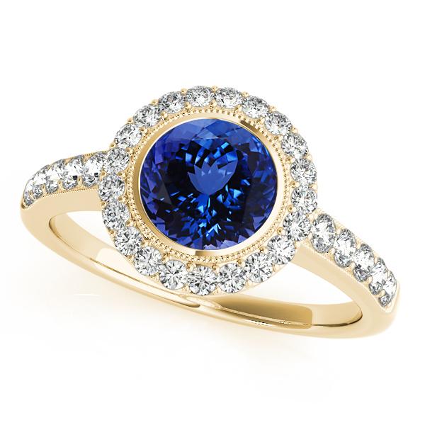 0.78ct Round Tanzanite Ring With 0.41ctw Diamonds in 14k Gold