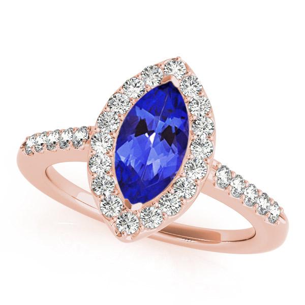 0.22ct Marquise Tanzanite Ring With 0.224ctw Diamonds in 14k Gold