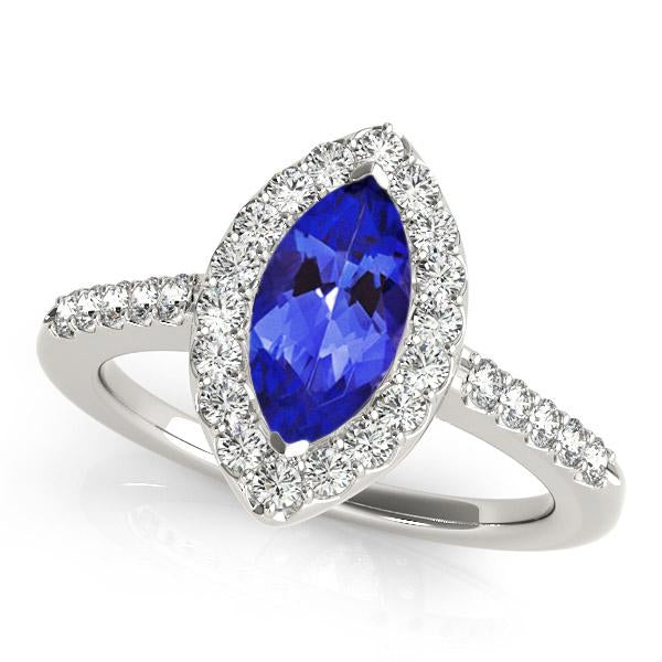 0.22ct Marquise Tanzanite Ring With 0.224ctw Diamonds in 14k Gold