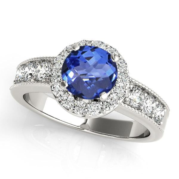 0.78ct Round Tanzanite Ring With 0.4ctw Diamonds in 14k Gold