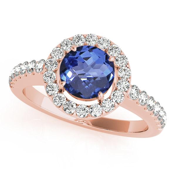 0.78ct Round Tanzanite Ring With 0.208ctw Diamonds in 14k Gold