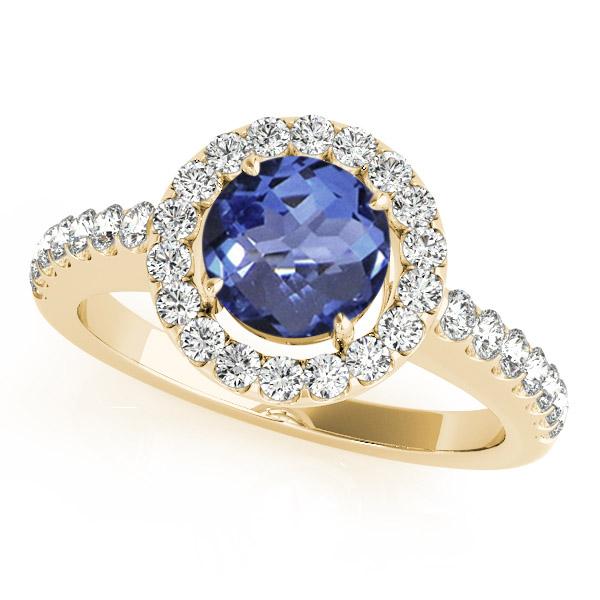 0.78ct Round Tanzanite Ring With 0.208ctw Diamonds in 14k Gold