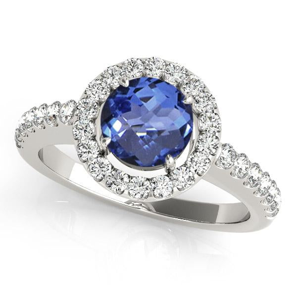 0.78ct Round Tanzanite Ring With 0.208ctw Diamonds in 14k Gold