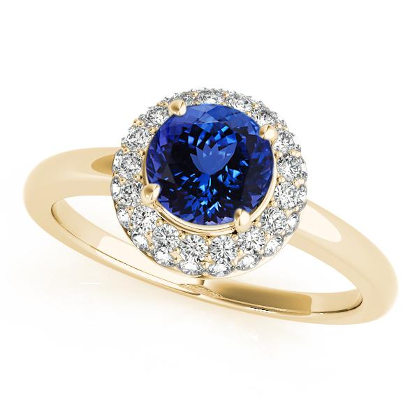 0.78ct Round Tanzanite Ring With 0.36ctw Diamonds in 14k Gold