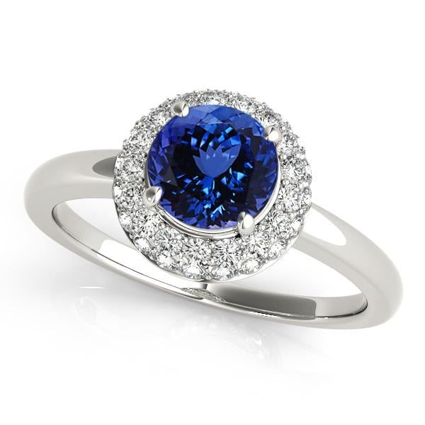 0.78ct Round Tanzanite Ring With 0.36ctw Diamonds in 14k Gold