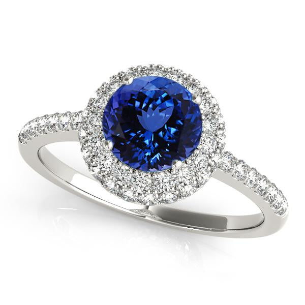 0.78ct Round Tanzanite Ring With 0.52ctw Diamonds in 14k Gold