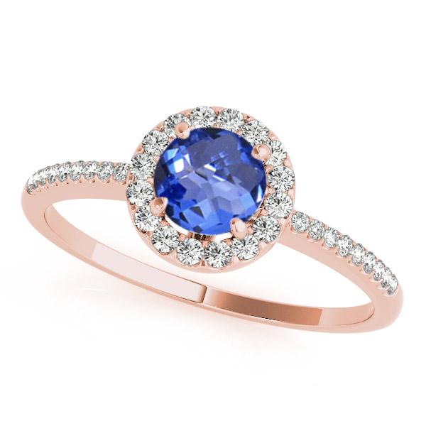 0.78ct Round Tanzanite Ring With 0.17ctw Diamonds in 14k Gold