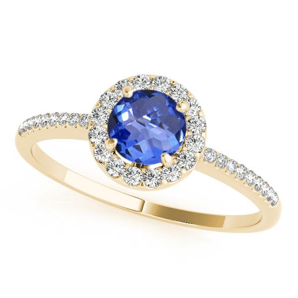 0.78ct Round Tanzanite Ring With 0.17ctw Diamonds in 14k Gold