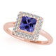 0.60ct Princess Tanzanite Ring With 0.44ctw Diamonds in 14k Gold