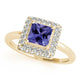 0.60ct Princess Tanzanite Ring With 0.44ctw Diamonds in 14k Gold