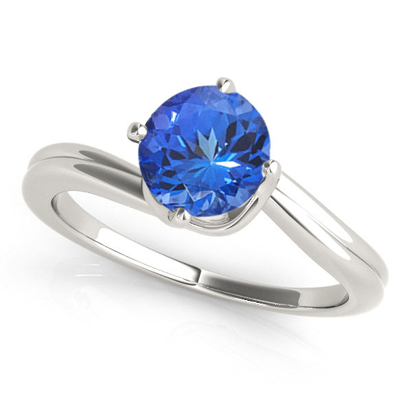 0.78ct Round Tanzanite Solitaire Ring in 14k White Gold