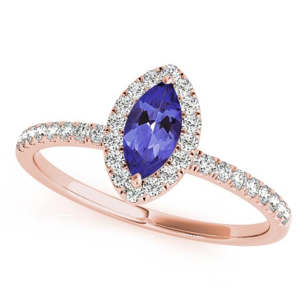 0.32ct Marquise Tanzanite Ring With 0.17ctw Diamonds in 14k Gold