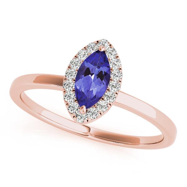 0.32ct Marquise Tanzanite Ring With 0.144ctw Diamonds in 14k Gold