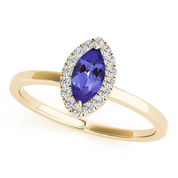0.32ct Marquise Tanzanite Ring With 0.144ctw Diamonds in 14k Gold