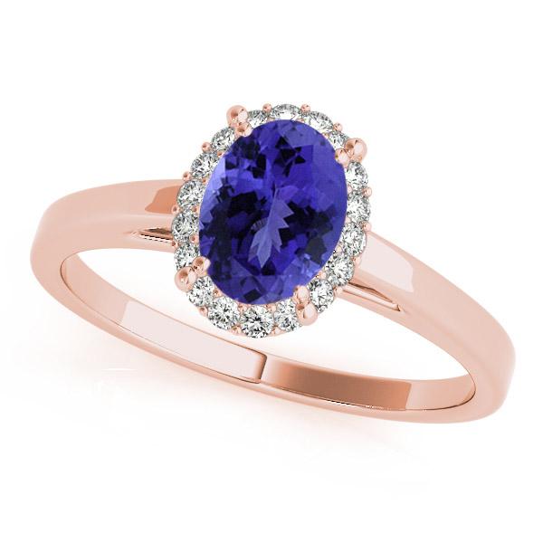 0.68ct Oval Tanzanite Ring With 0.144ctw Diamonds in 14k Gold
