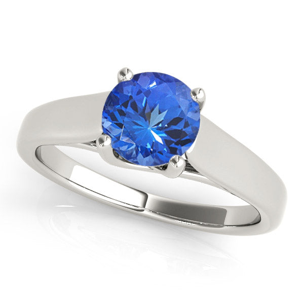 0.78ct Round Tanzanite Solitaire Ring in 14k White Gold