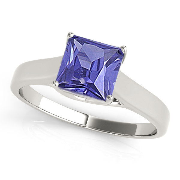 0.78ct Princess Tanzanite Solitaire Ring in 14k White Gold