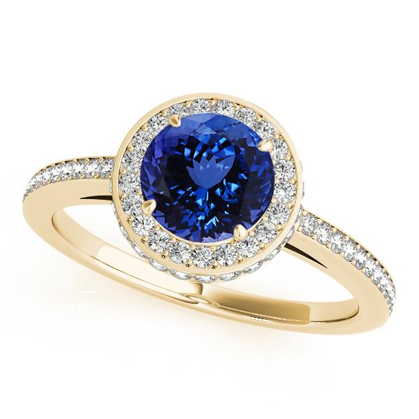 0.78ct Round Tanzanite Ring With 0.475ctw Diamonds in 14K Gold