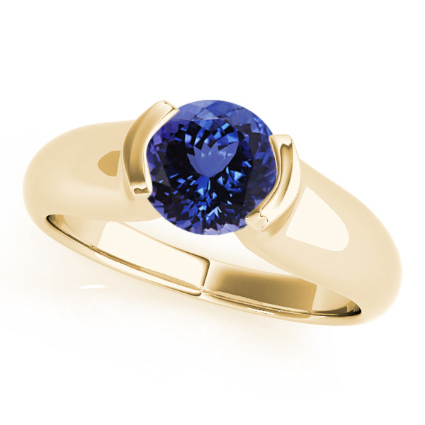 0.78ct Round Tanzanite Solitaire Ring in 14k Yellow Gold