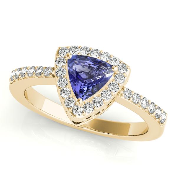 0.35ct Trillion Tanzanite Ring With 0.24ctw Diamonds in 14k Gold