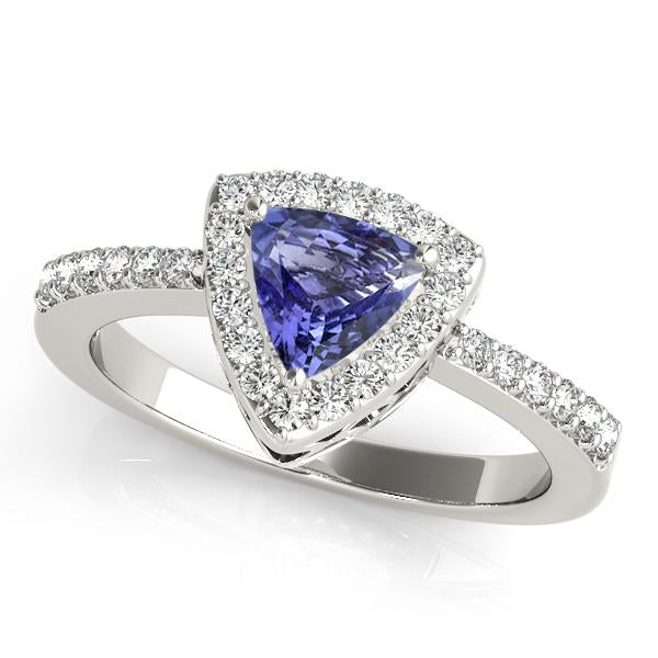 0.35ct Trillion Tanzanite Ring With 0.24ctw Diamonds in 14k Gold