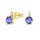 1.12ct Round Tanzanite Studs Earring with 0.04 cttw Diamond