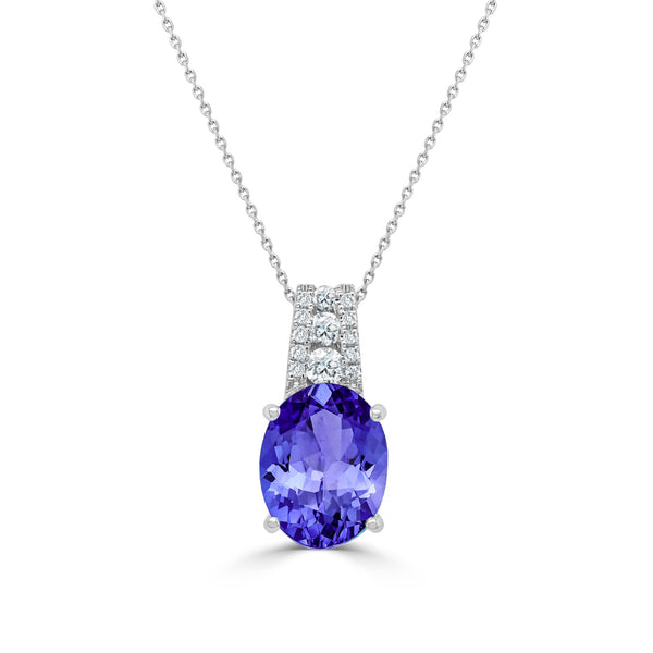 2.85ct Oval Tanzanite Pendant with 0.15 cttw Diamond