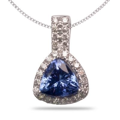 1.75ct Trillion Tanzanite Pendant With 0.06ctw Diamonds in 14k Gold & 18k Gold