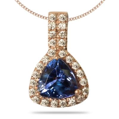 1.75ct Trillion Tanzanite Pendant With 0.06ctw Diamonds in 14k Gold & 18k Gold