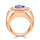 4.9 ct Oval Tanzanite Men's Ring with 1.88 cttw Diamond