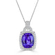 4.74 ct AAAA Cushion Tanzanite Pendant with 0.38 cttw Diamond in 14K WG