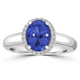 1.6ct AAAA Oval Tanzanite Ring With 0.15 cttw Diamond in 14K White Gold