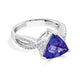 3.30 ct AAAA Trillion Tanzanite Ring with 0.28 cttw Diamond in 14K White Gold