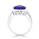 3.30 ct AAAA Trillion Tanzanite Ring with 0.28 cttw Diamond in 14K White Gold